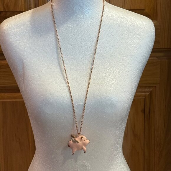 kate spade new york “When Pigs Fly” Necklace Rose Gold EUC - Picture 4 of 4